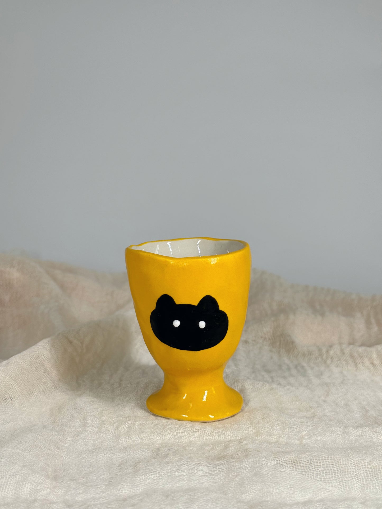 Handmade Funny Green Face Ceramic Wine Glasses