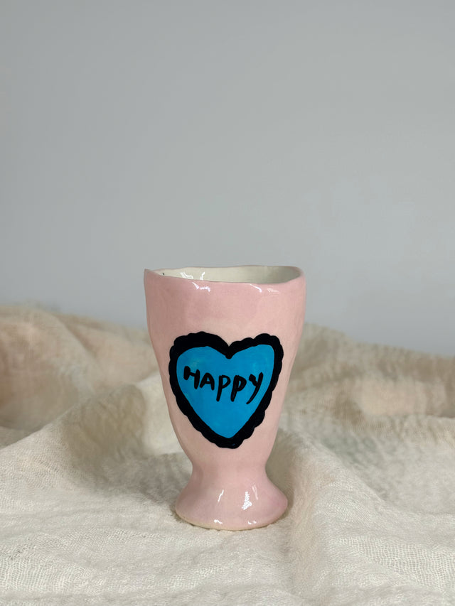 Handmade Funny Green Face Ceramic Wine Glasses