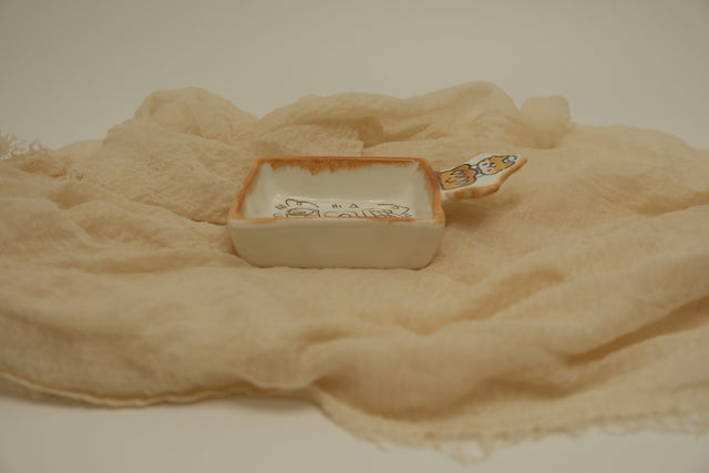 Handmade Ceramic Tiny Dish | Baker Cat Bakery Trinket Tray
